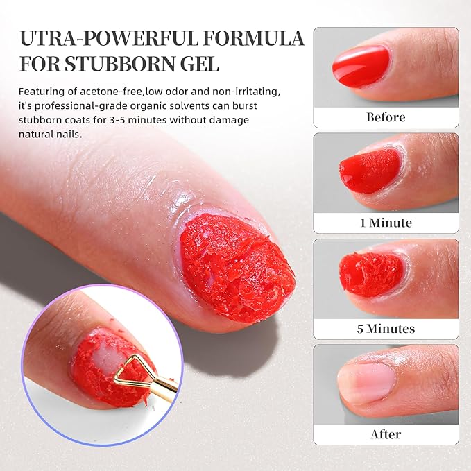 Gel Polish Remover, Professional Gel Remover for Nails, Quick & Easy Polish Remover In 3-5 Minutes, No Need for Foil Soaking Or Wrapping-30ml