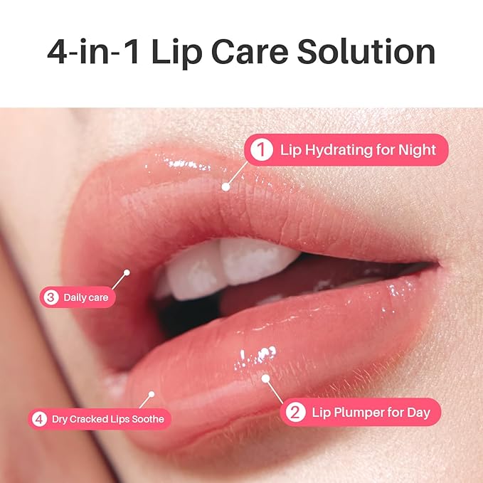 SPODARE Sleeping Lip Mask Strawberry - Overnight Lip Treatment, Lip Care Hydration, Repair for Dry Cracked Lips, Vitamin C, Soft and Nourished Lips Overnight, Christmas, with Shea Butter - 20g