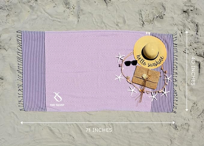RRay Silver Turkish Beach Towel – 100% Turkish Cotton 40"x71" Quick Dry Oversized Beach Towel Sand Free Lightweight Turkish Towel for Travel Camping Bath Sauna Beach Pool Gym Yoga