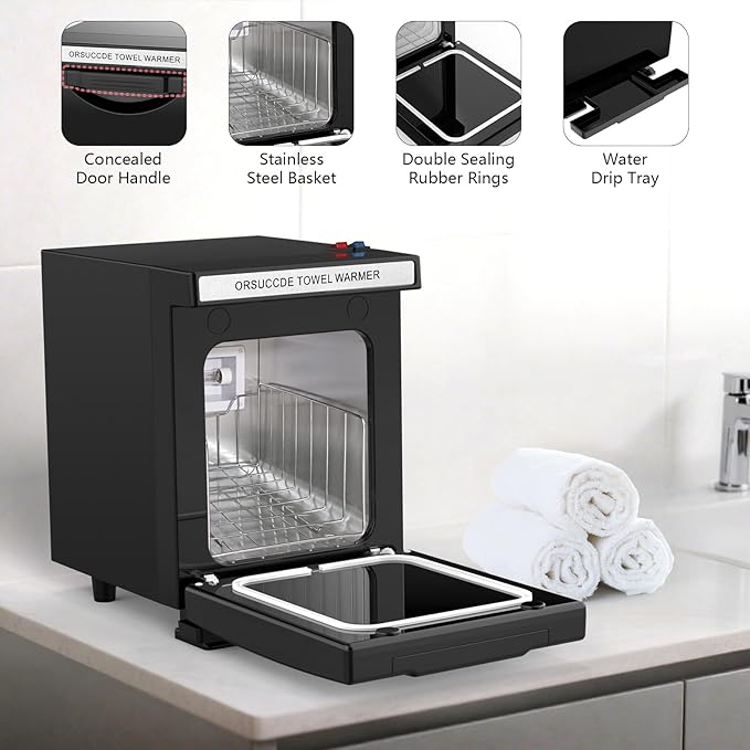 Hot Towel Warmer for Spa, Small Towel Warmer for Esthetician, Mini Towel Warmer for Facial Salon Beauty, Professional Towel Heater Towel Warmer Cabinet(5.5L-Black)