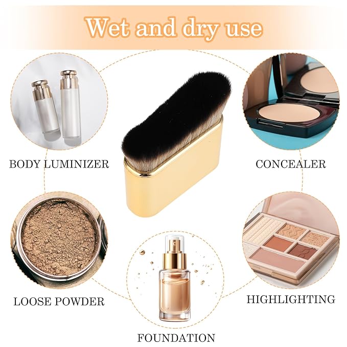 DIVINA VITAE Self Tan Brush Soft Body Makeup Brush Portable Self Tanning Brush Self Tanner Face Brush For Body & Leg Makeup（Gold）