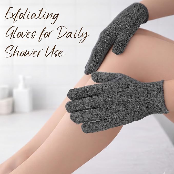 4 Pairs Exfoliating Gloves for Shower, Shower Gloves, Body Scrubber, Korean Exfoliating Mitt Body Scrubber, Microfiber Bath Gloves, Exfoliate Sponge Loofah Wash, Shower Scrubber