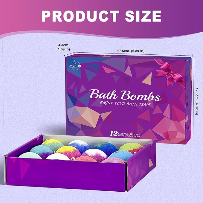 Bath Bombs for Women Gift Set 12 Pack Natural Relaxing Bath Bombs for Her，Aromatherapy Bubble Bath & Fizzy, Handmade Birthday Mothers Day Gifts for women Mom Gifts idea For wife/Teens, girlfriend,Kids