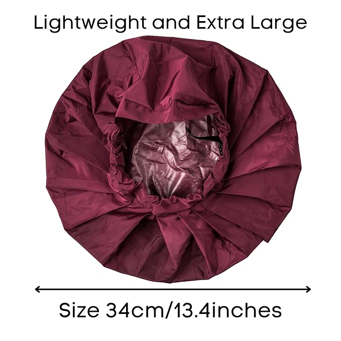 TTAT Shower Cap Extra Large for Men & Women With Braids, Dreadlocks, Locs, Afro, Coily, and Long Hair, Waterproof, Washable, Reusable & Adjustable. For Home, Spa, Conditioning, Self Care (Maroon)