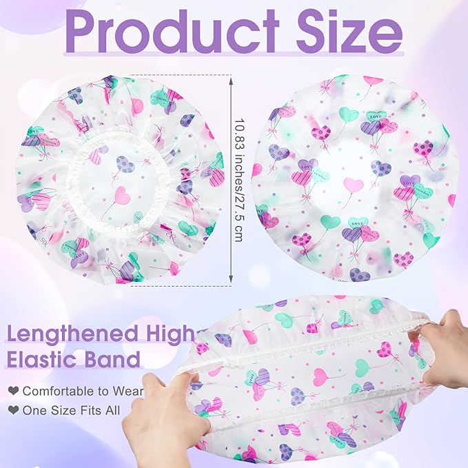 20 Pcs Reusable Plastic Shower Caps for Women, Bulk Waterproof Shower Caps Bath Hair Bonnets with Elastic Band Assorted Colors for Home, Salon & Spa