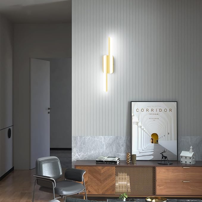 Ralbay Modern 24" Vanity Lights for Bathroom - 24W Frosted Aluminum LED Gold Bathroom Vanity Light Fixtures Over Mirror - Modern Gold Bath Lighting - 6000K White Light