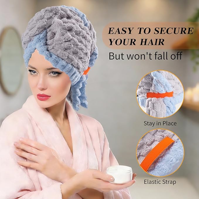 Hair Towel Wrap for Women, High Absorbency Hair Drying Towel Wrap,1Packs Soft Polyester Hair Wrap Towels for Women Accessories, Lightweight Hair Wrap for Curly, Long, Thick Hair (Pink)