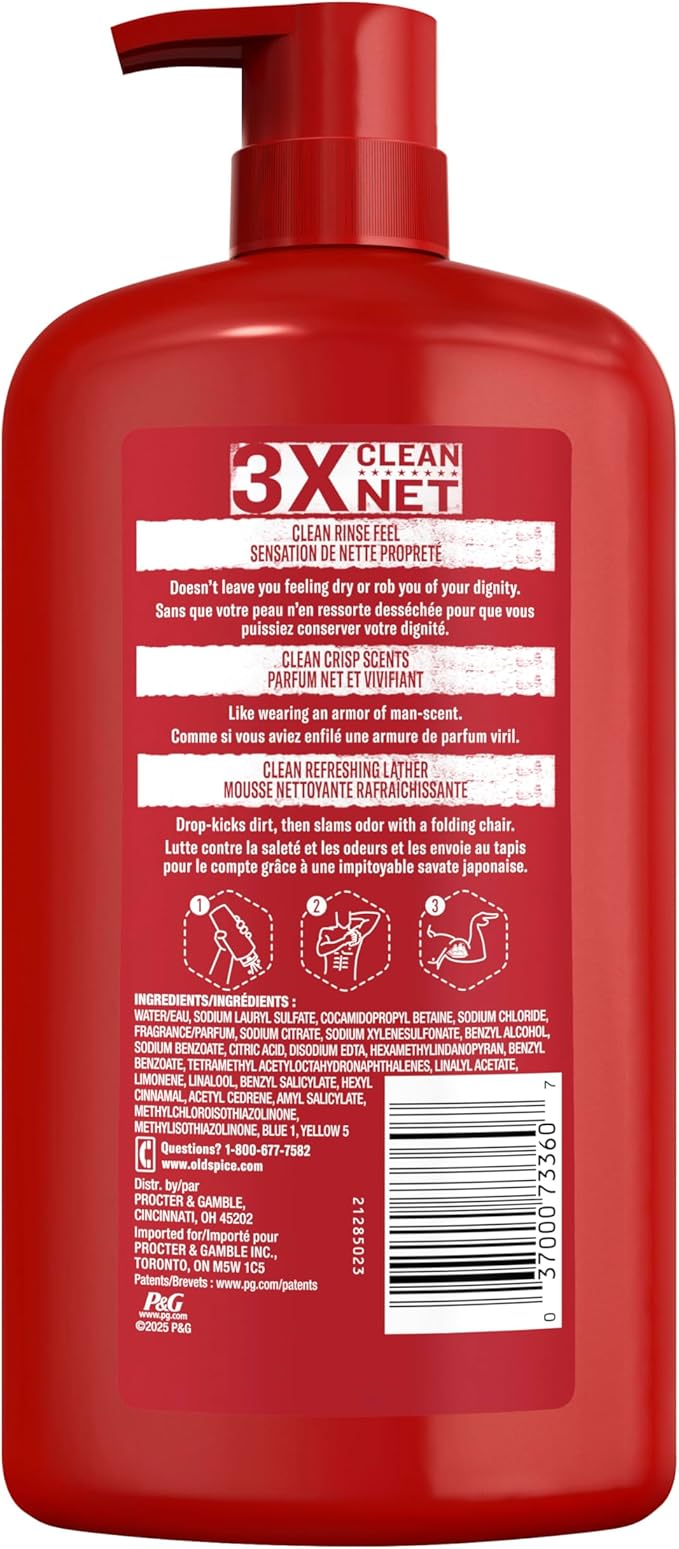 Old Spice Refreshing Body Wash for Men, High Endurance, 3X Defense, 24/7 Shower Fresh with Long Lasting Scent, Pure Sport Scent, 33.4 oz (Pack of 4)