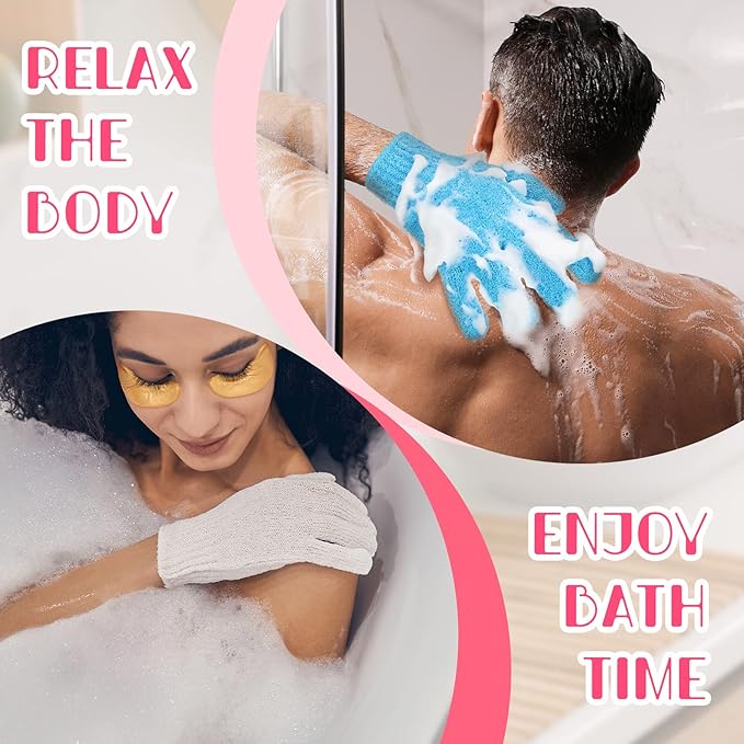 Tegeme 100 Pcs Exfoliating Gloves Bulk Double Sided Nylon Colorful Bath Shower Gloves for Men Women Beauty Spa Massage Shower Deep Clean Body Skin Scrubber Bathing Accessories,13 Colors