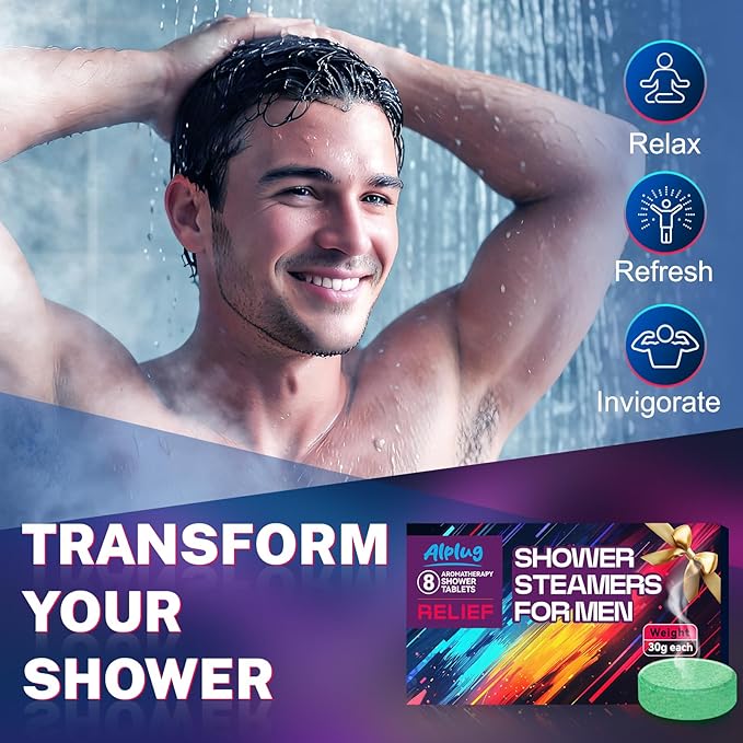 Shower Steamers for Men 8 Pack - Gifts for Men, Shower Bombs Aromatherapy with Essential Oils, Fathers Gifts for Husband Dad, Mens Gifts Ideas, Gifts for Mens Who Have Everything