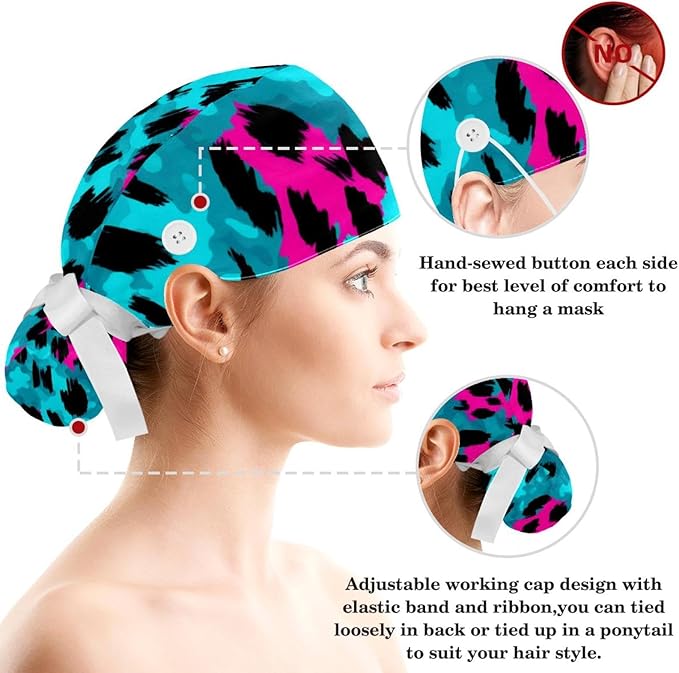 Scrub Cap with Hair Scrunchy, Ponytail Holder Surgical Cap