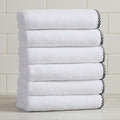 Great Bay Home Black/White Hand Towel Set - Ultra-Soft Cotton, Boho-Chic Border Design - 6 Hand Towels (28" x 16") - Absorbent, Quick-Dry, Lightweight Bathroom Towels