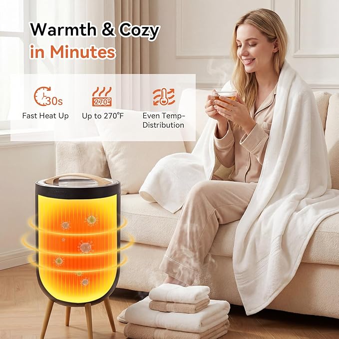 warmcozy Towel Warmer Black Bath Towel Warmers for Bathroom – Adjustable Timer, Ambient Light, Relaxation Mode, Auto Shut Off & Safety Lock – Fits Two 40"x70" Towels, Bathrobes, Blankets