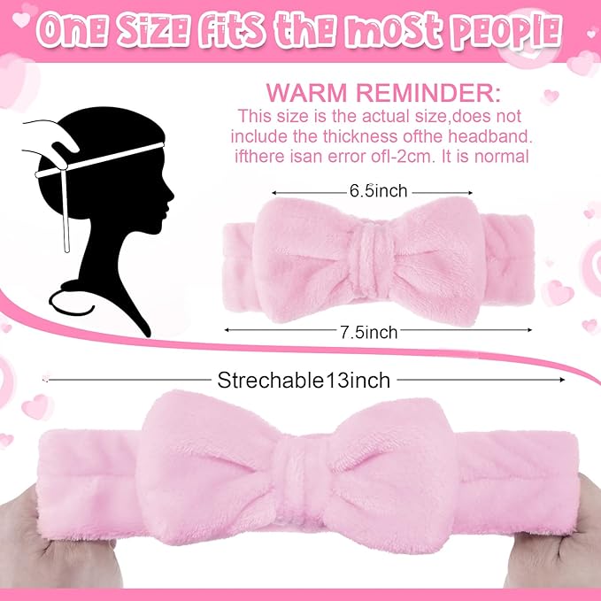 WILLBOND 24 Pieces Spa Headband Bulk Skincare Headbands Face Wash Makeup Hairband Bow Facial Washing Face Head Wraps Adjustable Soft Flannel Towel for Women Shower (Sweet)