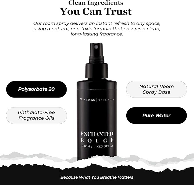 Mavwicks Fragrances - (Enchanted Rouge) Linen & Room Spray (8oz) – Bedroom & Home Fragrance Mist, Long-Lasting Freshness To Brighten Up Your Space, Fabric & Air Freshener, Aromatherapy Scent Spray
