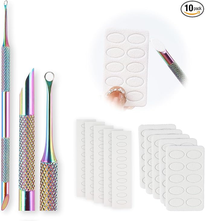 Pre-Treatment Cuticle Pusher, ASTONFOG Dual Ended Cuticle Remover Russian Prep Nail Pushers 100/180 Grit Sandpaper Sheets for Fingernails Toenails Manicure Pedicure Nail Art Care Tools
