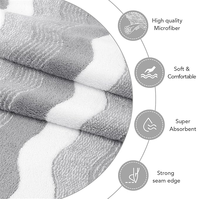SUNLAND Microfiber Hair Towels Anti Frizz Hair Drying Towel Super Absorbent Fast Drying Turbans for Wet Curly Hair Soft Hair Towel Wrap with Elastic Band for All Hair Types 40 X 20 inches 2Pack