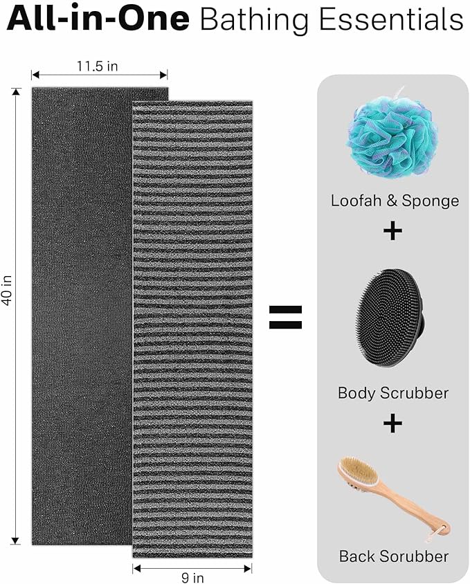 Yiclick Exfoliating Washcloth Towel - Exfoliating Body Scrubber, Back Scrubber for Shower, Loofah Sponge Wash Cloth, Korean Japanese & African Net Sponge Rag, Exfoliator Washer for Use in Shower Bath