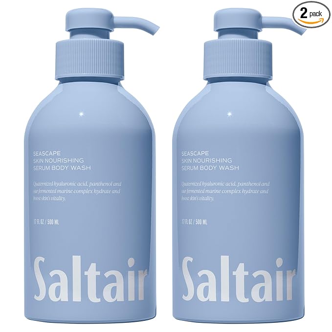 Saltair Body Wash 2-Pack – Moisturizing Body Wash with Hyaluronic Acid & Vitamin B5 – Scented Shower Gel for Women and Men – Seascape Scent, 2x 17oz – Vegan, Cruelty-Free, Paraben-Free