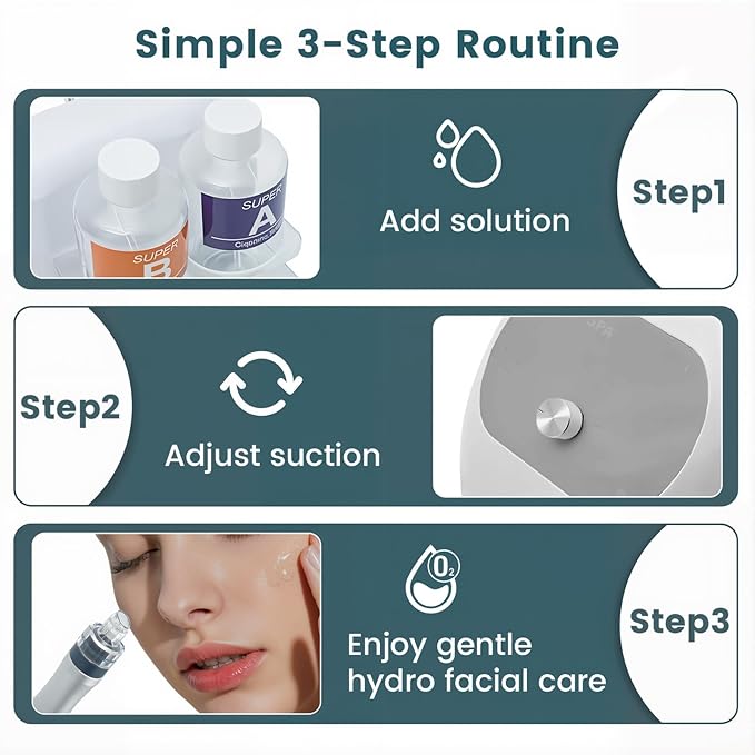 Hydrogen Oxygen Facial Machine, Hydro Facial Machine & Hydrodermabrasion Machine for Skin Care, Facial Vacuum Pore Cleaner, Hydro Dermabrasion Machine for Deep Cleansing & Hydration, Home Use