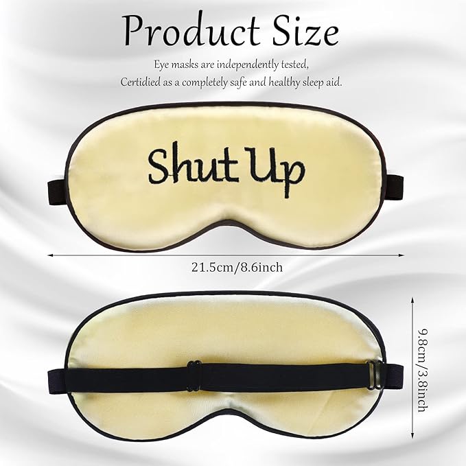 Geyoga 4 Pieces Funny Eye Mask for Sleep Soft Satin Blackout Blindfold with Adjustable Strap Silk Eye Cover for Women Men Travel, Nap, Meditation (Purple, Yellow, Light Blue, Pink)