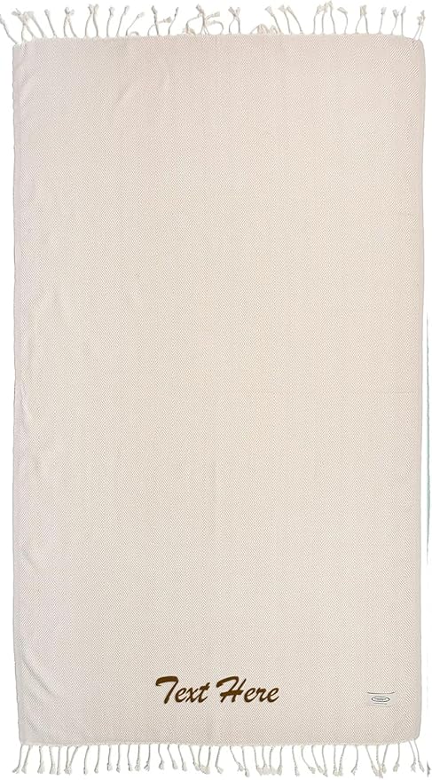 Personalized Embroidered Beach Towel | Throw Blanket, Easy Carry, Sand Free, Highly Absorbent, Quick Dry, Turkish Towels for Travel Camping Bath Sauna Beach Gym Pool Yoga SPA by Lahammam, Asia, Beige