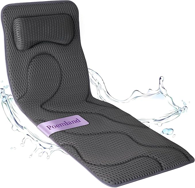 Poemland Full Body Bath Pillow for Tub -Soft Bathtub Pillow for Full Back, Head and Neck Support, Quick Dry Bath Cushion, Tub Pillow with 168 Suction Cups, Bathtub Accessories for Gift