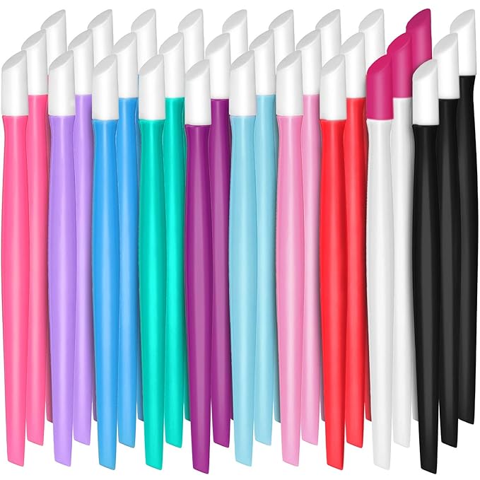BBTO 30 Pcs Rubber Cuticle Pusher Silicone Cuticle Pusher Small Plastic Handle Tipped Sticks Mini Nail Cleaner Colored Nail Art Tool for Men and Women(Assorted Colors)