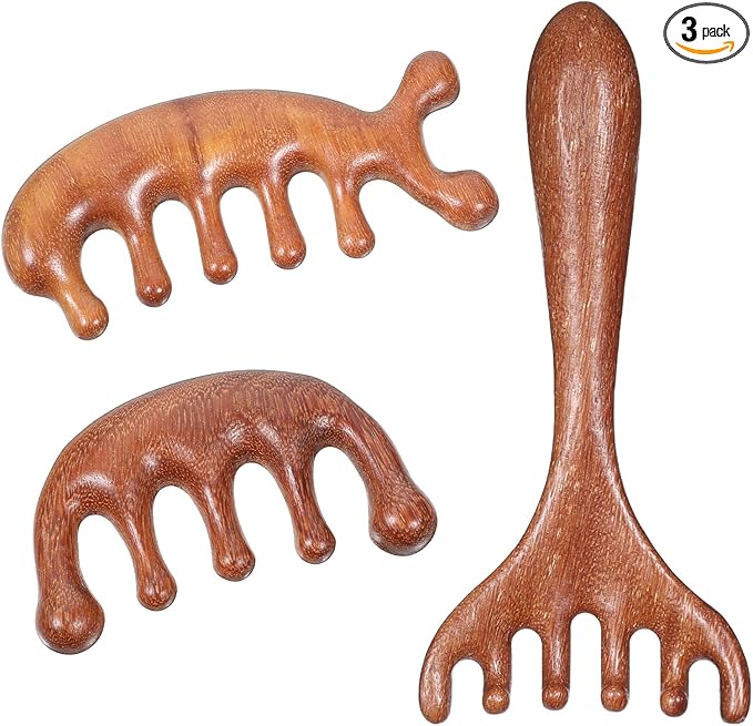 EupHHonycs 3 Pcs Wooden Head Scalp Massager Comb, Wooden Wide Tooth Comb, Head Massage Tool for Relaxation Hair, Portable Heads Scratcher Massager, Gift for Mother Sister Lover