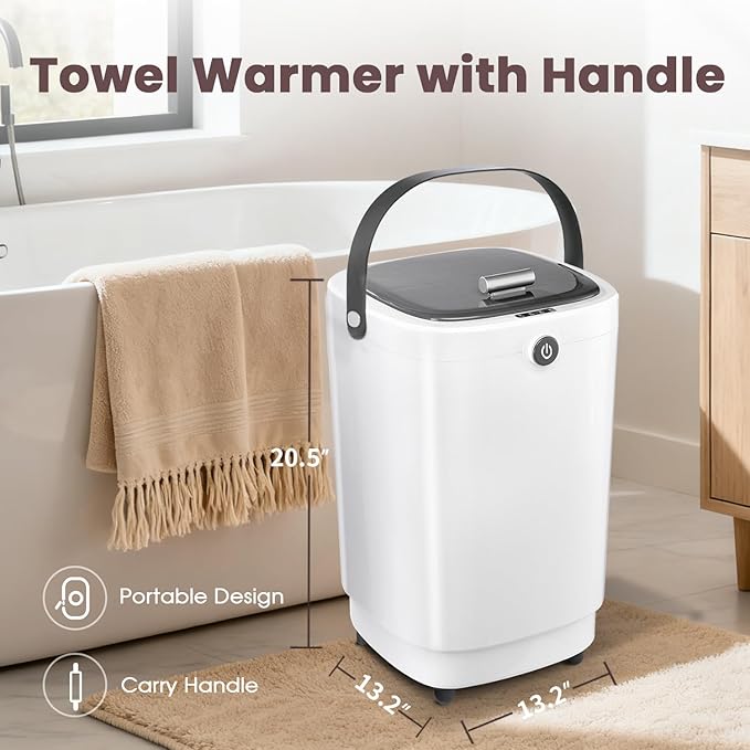 Towel Warmers for Bathroom Bucket, Luxury Large Spa Towel Hot Warmer Bucket Style-Hot Towels in 10 Minutes-Fits Up to Two 40"X70" Oversized Towels - Bathrobe, Towel, Blanket-Gray