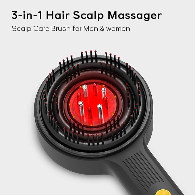 3 in 1Hair Scalp Massager - Oil Applicator Scalp Care Brush, IPX7 Waterproof Electric Head Massager, Portable for Men & Women