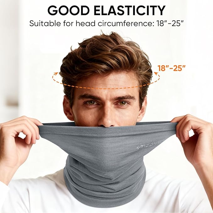 TICONN Neck Gaiter Face Cover Scarf, Neck Warmer Breathable Sun & Wind-proof for Skiing Fishing Hiking Cycling