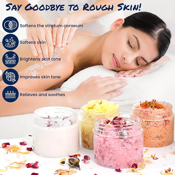 TSVATE Body Scrub Making Kit- Make Your Own Salt Body Scrub, Salt Scrub for Body with Almond Oil, Moisturizing and Exfoliating Dry Skin Hand Foot, DIY Organic Body Care Gifts For Women & Men