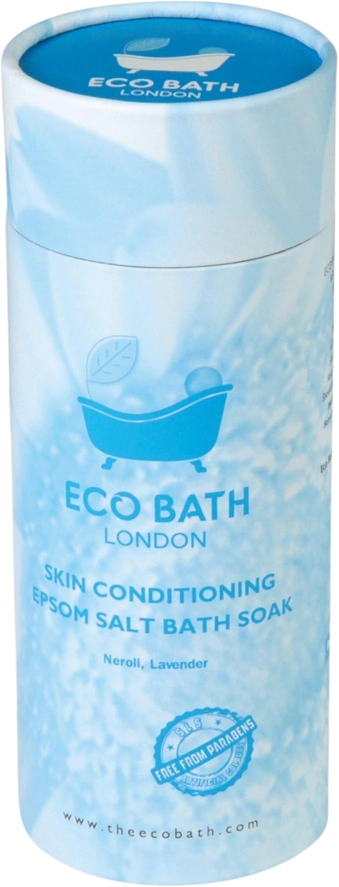Eco Bath London Skin Conditioning Epsom Salt Bath Soak – Tube 2.2 LB (1kg) | Made in UK | Magnesium Bath Salts with Neroli and Lavender Oils | Epsom Salts for Skin Care and Relaxation