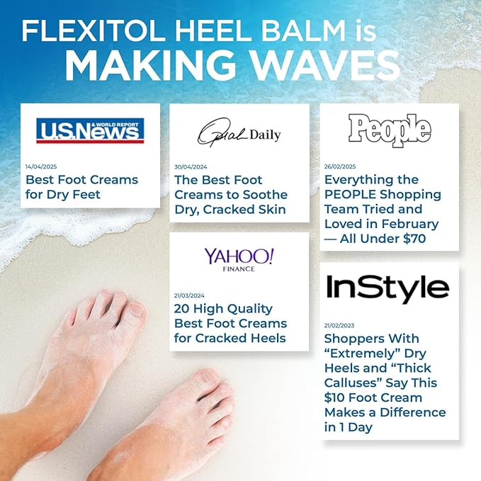 Flexitol Heel Balm Four Pack, Cracked Heel Cream & Foot Balm, Intensive Hydration for Dry, Rough Feet & Heels, Urea-Based Moisturizing Cream, 4 oz Tube