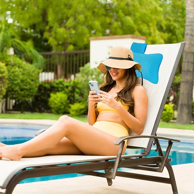 REEZEIVI Hot Tub Headrest Pillow,Chaise Lounge Pillows Outdoor 3D air mesh,Spa Pillow for Outdoor Hot Tub, Quick Drying and Washable,Head and Neck Support Pillow with Adjustable Weighted Strap