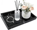 Pure Natural Marble Tray for Bathroom, Dresser, Sink. Cosmetics, toiletries, perfumes, Jewelry, Candles, etc. can be Placed (Black and White Root, 12" x 8" x 1.2")