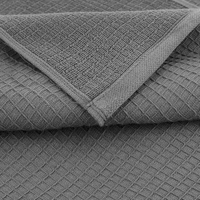 CASA COPENHAGEN Waffle 2Pcs 100% Egyptian Cotton Large Designer Bathsheet Towels Gift Set- Grey Violet, 35"x70" 2Bath Sheet Towels for Bathroom (Box Pack, Set for Women & Men)