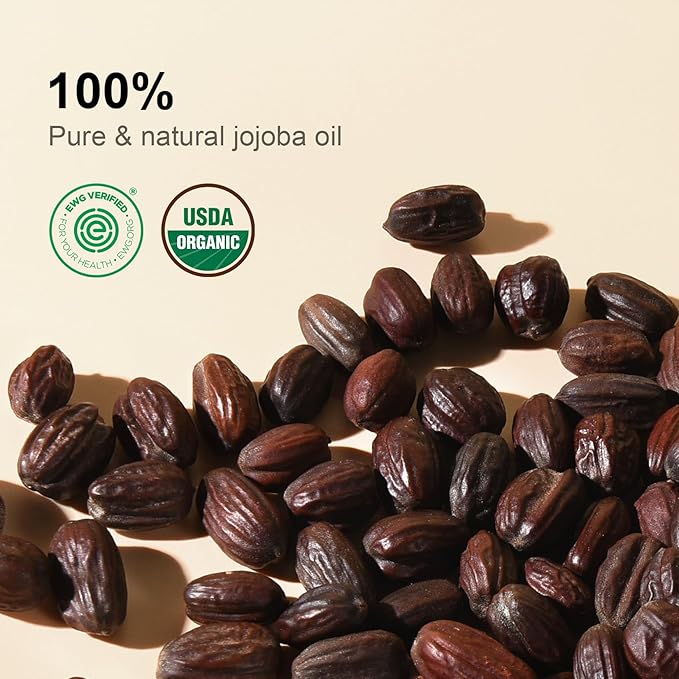 Yoken Pure Jojoba Oil Organic USDA Certified 16 fl oz, 100% Natural Jojoba Oil for Hair, Skin & Face, Cold Pressed Unrefined, Deeply Body Moisturizer Jojoba Carrier Oils for Essential oil Mixing