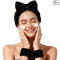 Fmeida Skincare Headband, Spa Headband for Washing Face,Wrist Bands and Hair Tie Black