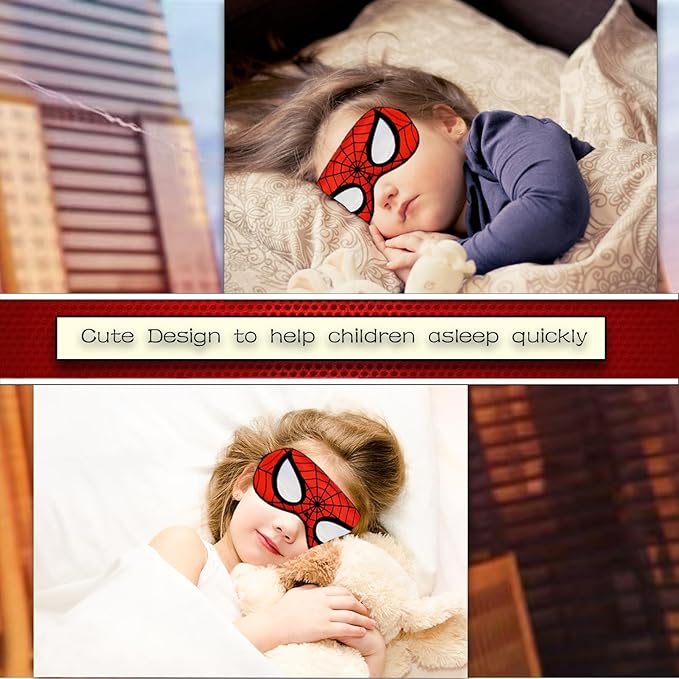 Cute Silk Sleep Mask, 2PACK Kids Eye Mask with Lightweight Adjustable Strap for Sleeping Boys Girls Women Men Travel Party Supplies