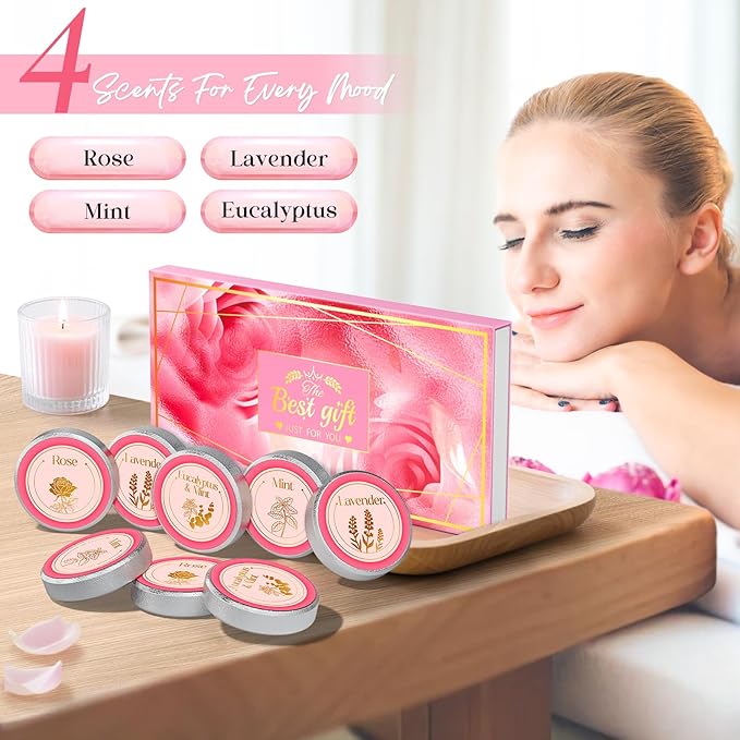 Mothers Day Gifts for Mom, Shower Steamers Aromatherapy, Birthday Gift for Women Grandma Wife Sister from Son Daughter, Shower Bombs Natural Essential Oil Self Care Relaxation, Pink