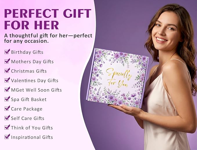 Birthday Gifts for Women,Mothers Day Gifts for Mom,Valentines Day Gift for Her,Self Care Spa Gift Basket with Blanket Candle Bath Bomb,Relaxing Spa Set,Get Well Package,for Mom Wife Sister Best Friend