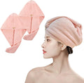 Microfiber Towel Wrap for Women (2 Pack) - Fast Drying Towel for Wet Hair, Plush, Fluffy and Soft, Ideal for Curly Hair, Microfiber Wrap for Shower Salon Head Care (Pink)