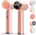 Electric Face Scrubber with Led Display & Facial Cleansing Brush - 6-in-1 Exfoliating Kit, 3 Speeds, IPX6 Waterproof Face Brush for Deep Cleaning, Massage & Gentle Exfoliation-Pink