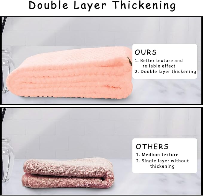 3 Pack Microfiber Hair Towel Wrap for Women, Fast Drying Hair Turban with Button, Anti-Frizz Large Hair Towel for All Hair Styles, Soft & Absorbent Hair Drying Towel(Bule,Purple,Orange)