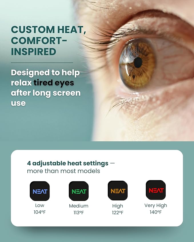 Heated Eye Mask – Cordless Rechargeable Warm Eye Mask with 4 Heat Levels – Completely Blackout Comfort for Sleep & Travel - Mothers Day Gifts Self Care for Mom & Grandma(Black Night)
