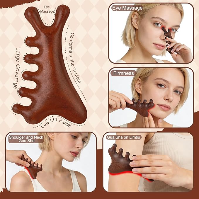 ProSuites 3 Pcs Wooden Head Scalp Massager Comb, Long Handle Head Massage Tool for Relaxation Hair Gua Sha Comb