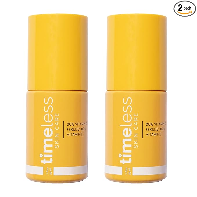 Timeless Skin Care Vitamin C Serum with Vitamin E & Ferulic Acid - Brightening Serum - for Oily & Dry Skin - Fragrance-Free 1 oz (Pack of 2)