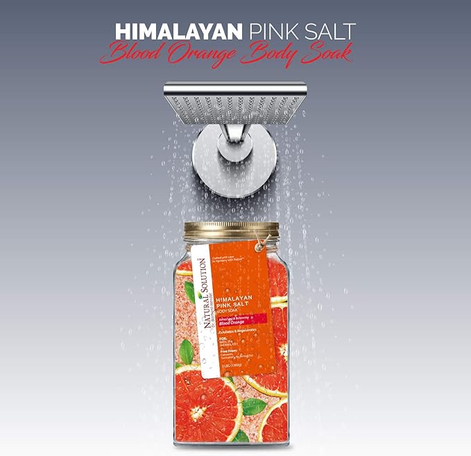 Natural Solution Pink Salt Body Soak with Blood Orange – 3 lbs of Organic Joint & Muscle Relief Soak for Relaxation, Rejuvenation, and Soothe Sore Muscles